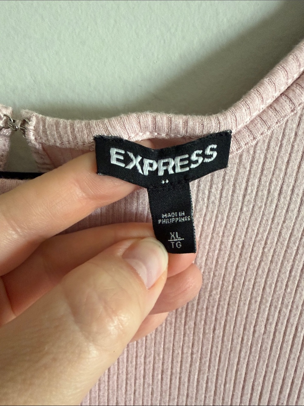 Express Light Pink Ribbed Short Puff Sleeve Top - Picture 2 of 4